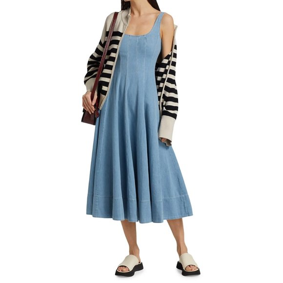 STAUD Jewelry - Best STAUD Wells Midi Dress - Denim Blue